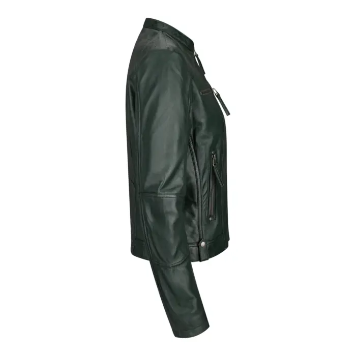 New Ladies Womens Real Leather Slim Fit Soft Zip Biker Style Jacket - Image 23