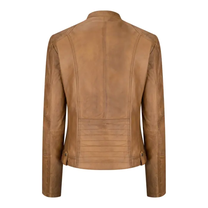 New Ladies Womens Real Leather Slim Fit Soft Zip Biker Style Jacket - Image 44