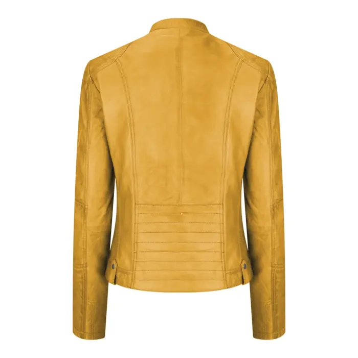 New Ladies Womens Real Leather Slim Fit Soft Zip Biker Style Jacket - Image 48