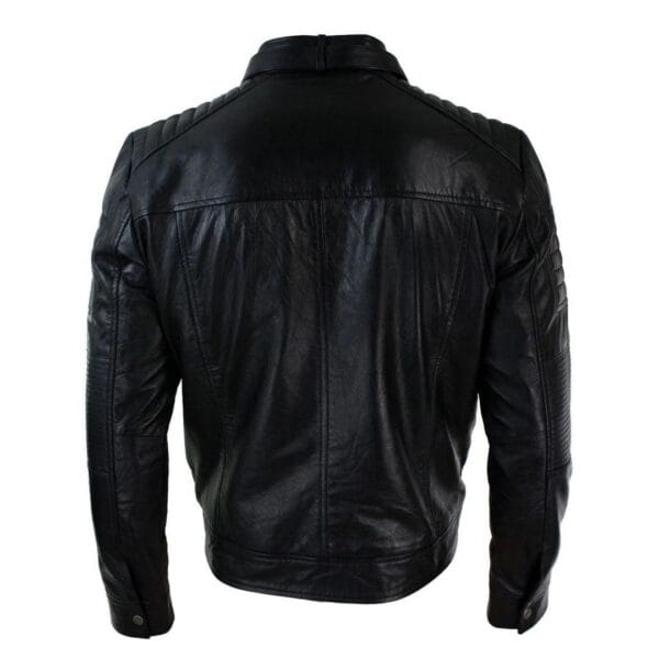 Aviatrix Mens Genuine Real Leather Black Biker Jacket Retro Vintage Tailored Fit - Knighthood Store