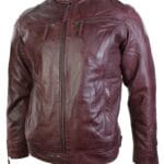 Mens Real Leather Jacket Biker Style Vintage Burgandy Wine Zip Pockets Casual Retro - Knighthood Store