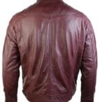 Mens Real Leather Jacket Biker Style Vintage Burgandy Wine Zip Pockets Casual Retro - Knighthood Store