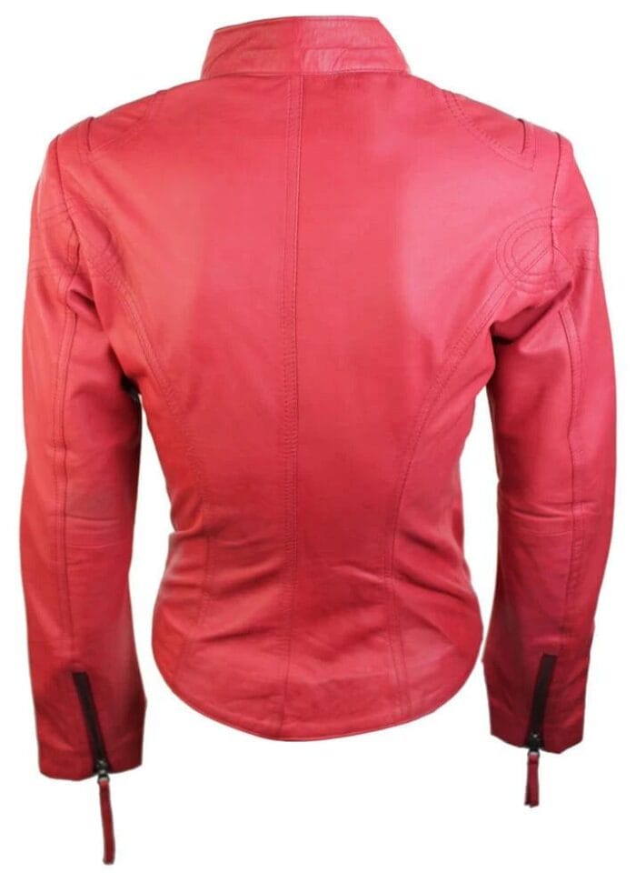 Ladies Womens Real Leather Vintage Slim Fit Biker Leather Jacket - Knighthood Store