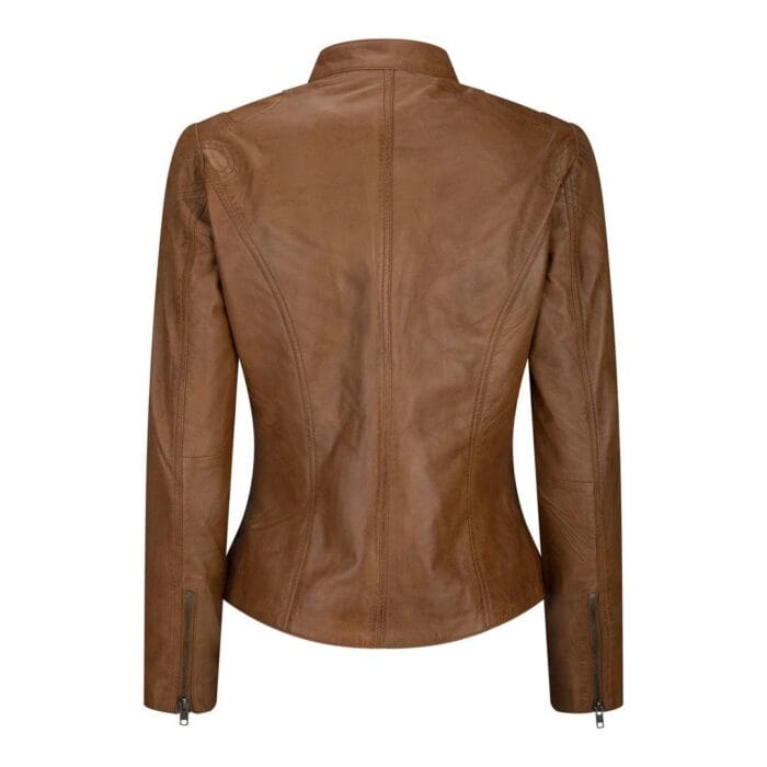 Ladies Womens Real Leather Vintage Slim Fit Biker Leather Jacket - Knighthood Store
