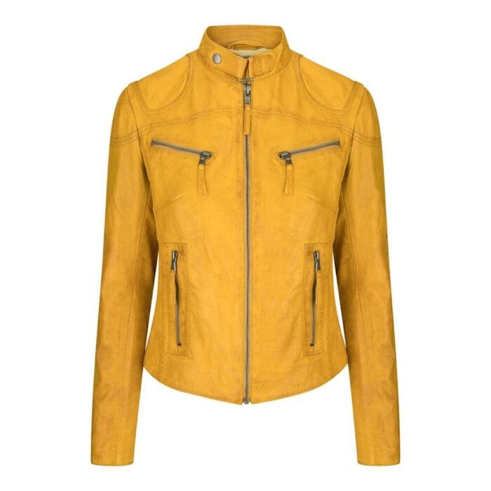 Ladies Womens Real Leather Vintage Slim Fit Biker Leather Jacket - Knighthood Store