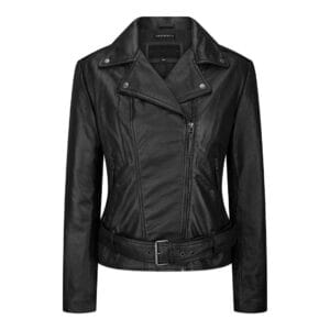 Ladies Womens Black Real Leather Slim Fit Soft Zip Biker Style Jacket - Knighthood Store