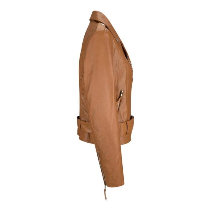 Ladies Womens Black Real Leather Slim Fit Soft Zip Biker Style Jacket - Knighthood Store