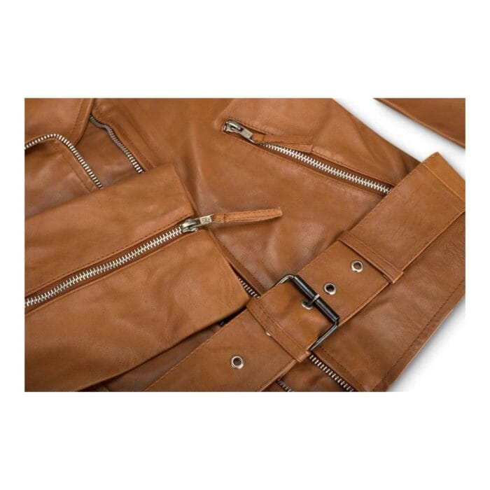 Ladies Womens Black Real Leather Slim Fit Soft Zip Biker Style Jacket - Knighthood Store