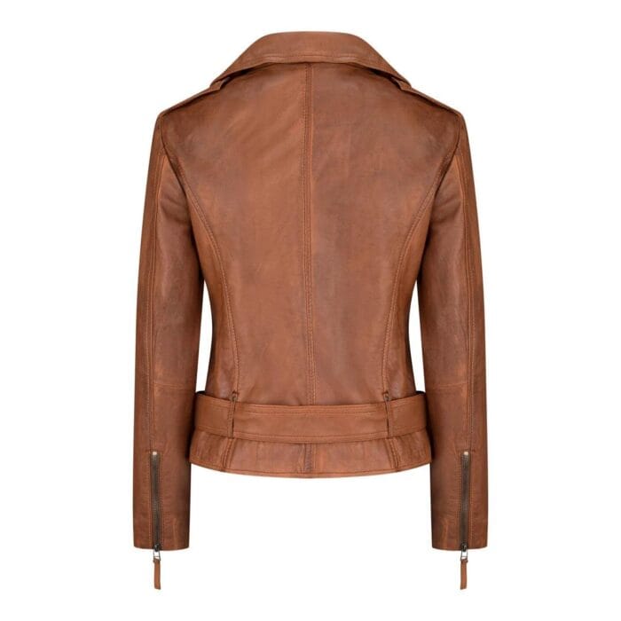 Ladies Womens Black Real Leather Slim Fit Soft Zip Biker Style Jacket - Knighthood Store