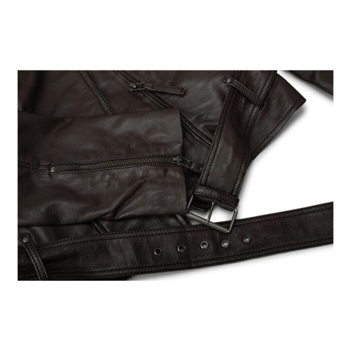 Ladies Womens Black Real Leather Slim Fit Soft Zip Biker Style Jacket - Knighthood Store