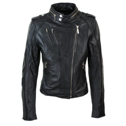 Ladies Women Genuine Real Leather Slim Fit Red Biker Jacket Velvet Lining - Knighthood Store