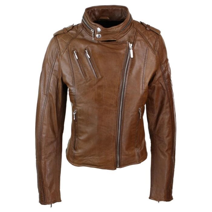 Ladies Women Genuine Real Leather Slim Fit Red Biker Jacket Velvet Lining - Knighthood Store