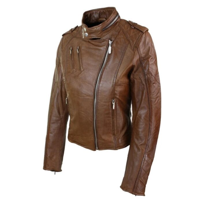 Ladies Women Genuine Real Leather Slim Fit Red Biker Jacket Velvet Lining - Knighthood Store