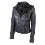 Ladies Women Real Leather Biker Rock Purple Red Slim Fit Jacket - Knighthood Store
