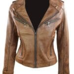 Ladies Women Real Leather Biker Rock Purple Red Slim Fit Jacket - Knighthood Store