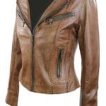 Ladies Women Real Leather Biker Rock Purple Red Slim Fit Jacket - Knighthood Store