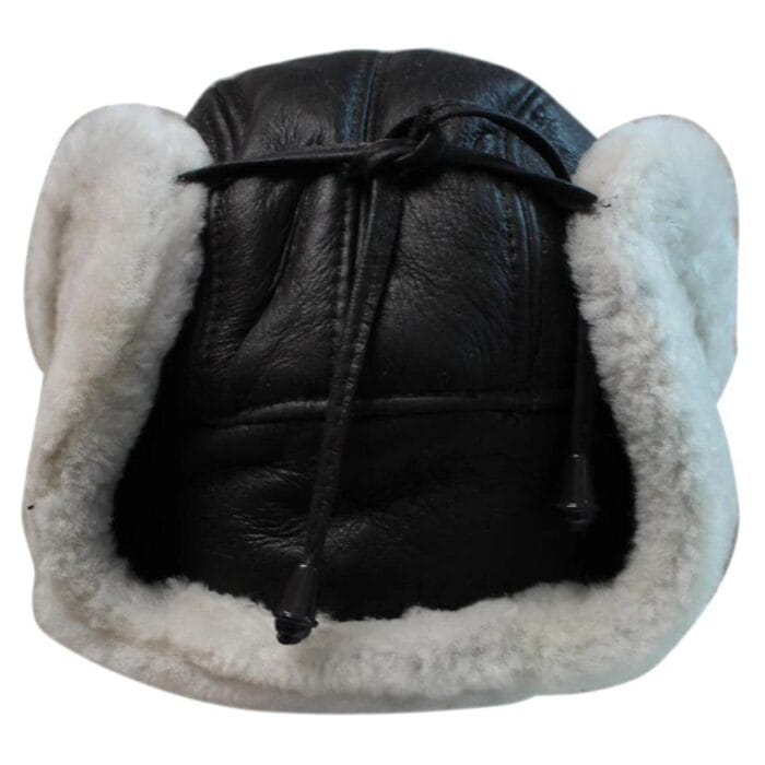 Mens Real Sherling Sheepskin Pilot Aviator Trapper Hat Brown Ginger Flying Cap Leather - Knighthood Store
