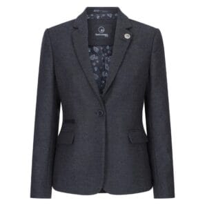 Women Black Blazer Waistcoat Tweed Herringbone Wool Classic Smart Casual Vintage 1920s - Knighthood Store