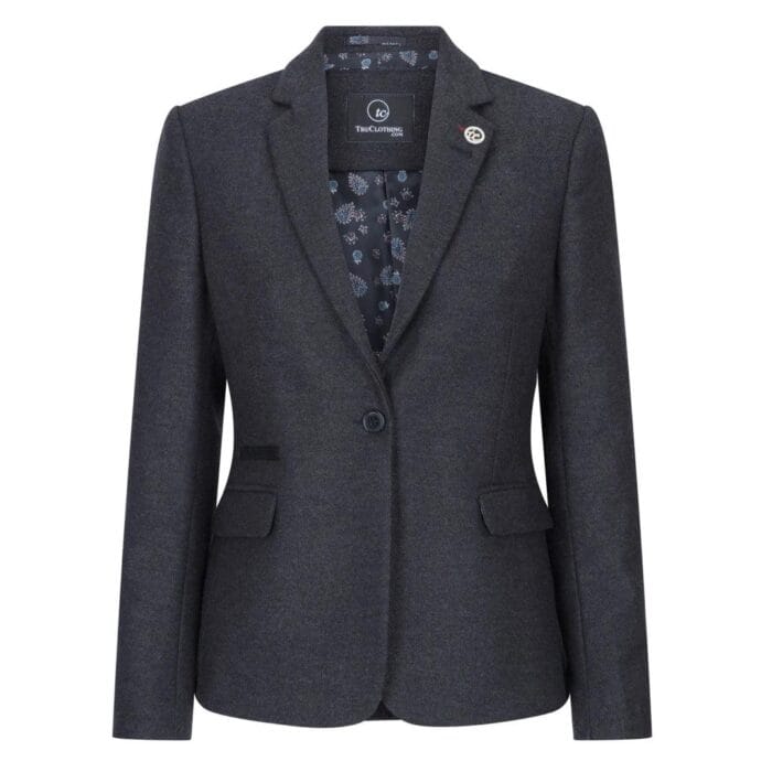 Women Black Blazer Waistcoat Tweed Herringbone Wool Classic Smart Casual Vintage 1920s - Knighthood Store