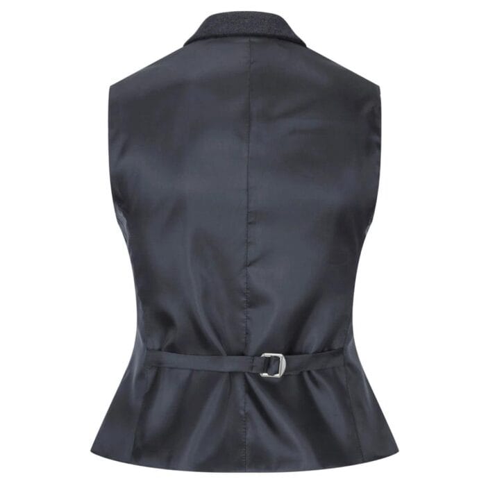Women Black Blazer Waistcoat Tweed Herringbone Wool Classic Smart Casual Vintage 1920s - Knighthood Store