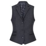 Women Black Blazer Waistcoat Tweed Herringbone Wool Classic Smart Casual Vintage 1920s - Knighthood Store