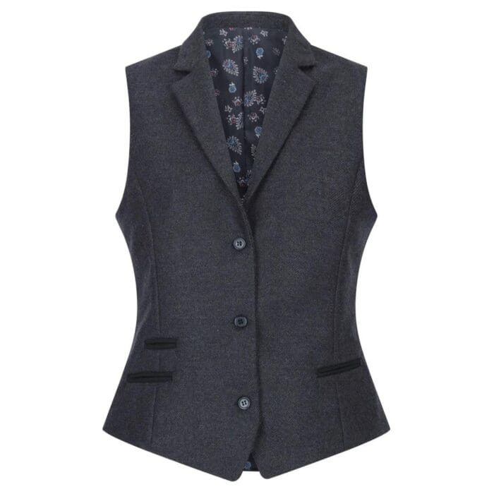 Women Black Blazer Waistcoat Tweed Herringbone Wool Classic Smart Casual Vintage 1920s - Knighthood Store
