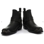 Mens Real Leather Lo Biker Boots Rock Punk Grinders Eagle Buckle Metal Toe - Knighthood Store