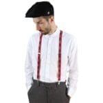 Mens Vintage Check Stripe Trouser Braces Suspenders 1920s Gatsby Peaky Blinders - Knighthood Store