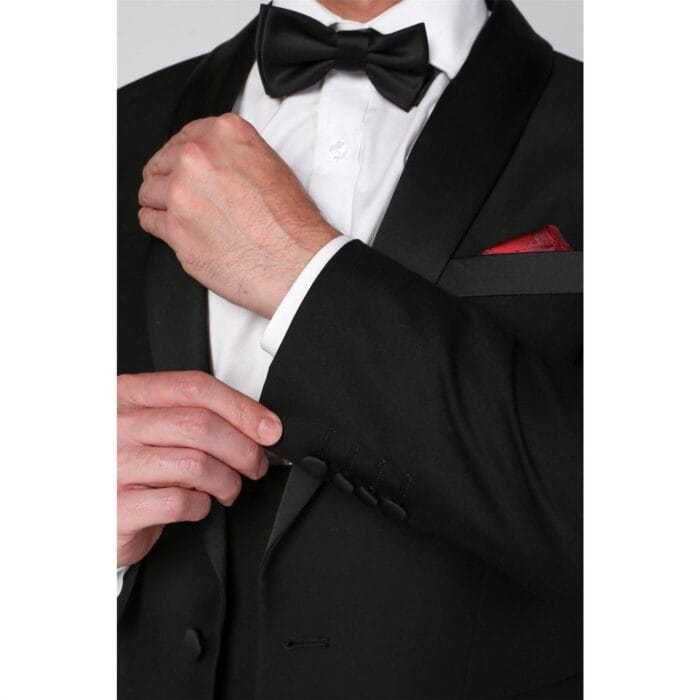 Men's Black Tuxedo Suit 3 Piece Shawl Lapel Formal Wedding Dress - Knighthood Store