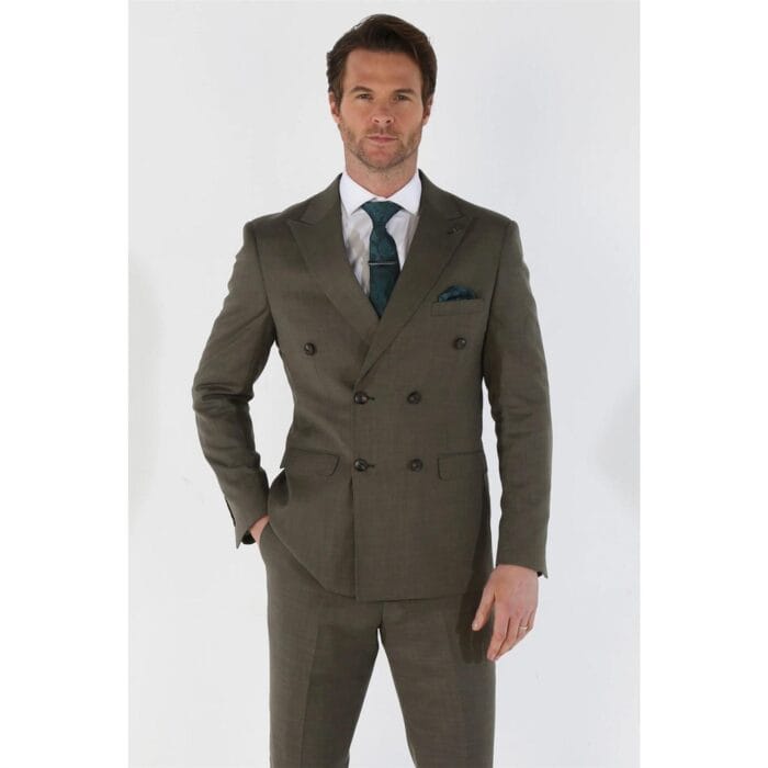 Men's Suit 2 Piece Sage Green Double Breasted Tailored Fit Summer Wedding - Knighthood Store