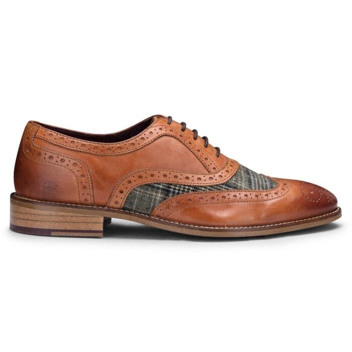 Mens Real Leather Shoes Brogues 1920s Suede Tweed Laced Smart Formal - Knighthood Store