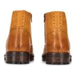 Mens Real Leather Laced Platform Brogue Military Boots Punk Rock Black Tan - Knighthood Store