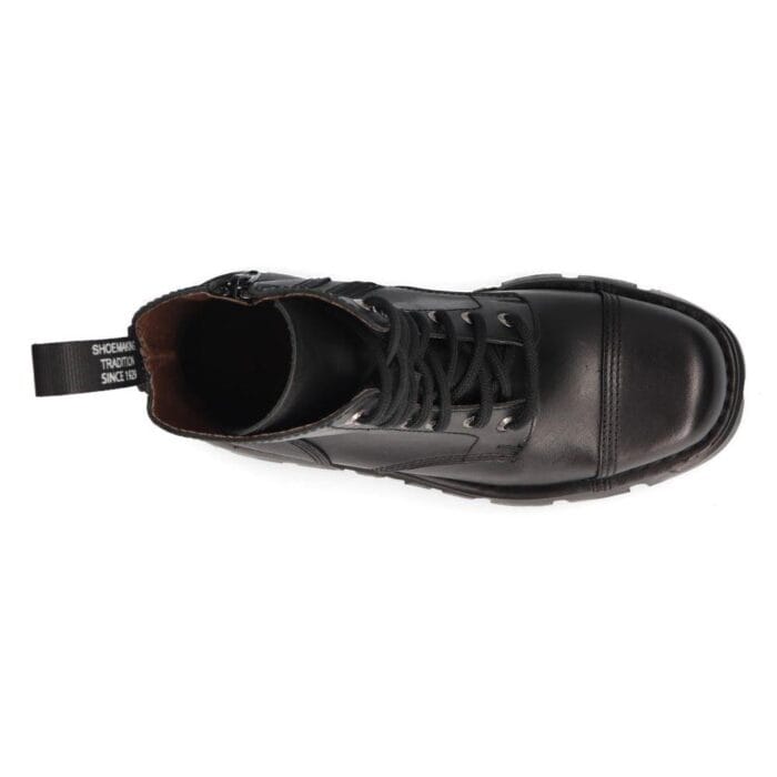 New Rock M-NewMILI083-S19 COMBAT BOOTS Black Leather Military Biker Shoes - Knighthood Store