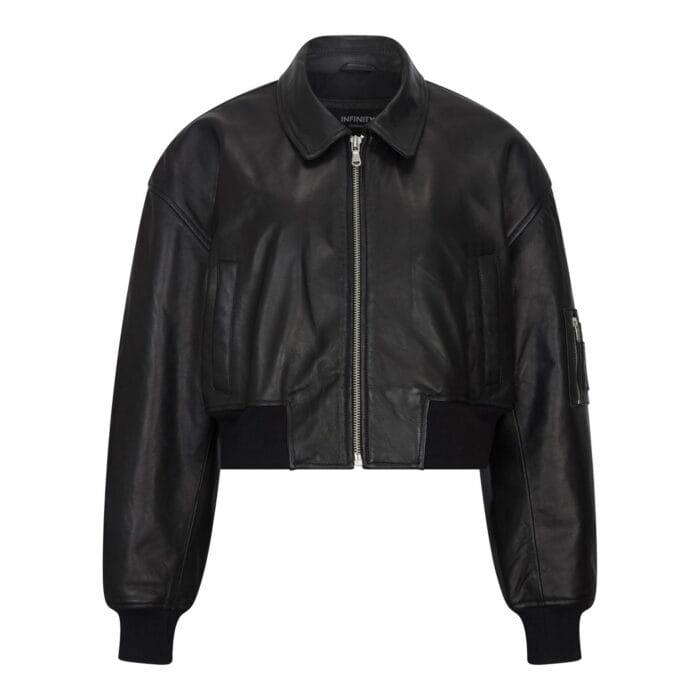 Women's Leather Jacket Cropped Bomber Zipper Short Coat - Knighthood Store