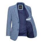 Boys 3 Piece Wool Suit Light Blue Tweed Vintage 1920s Classic 4 Pocket Waistcoat - Knighthood Store