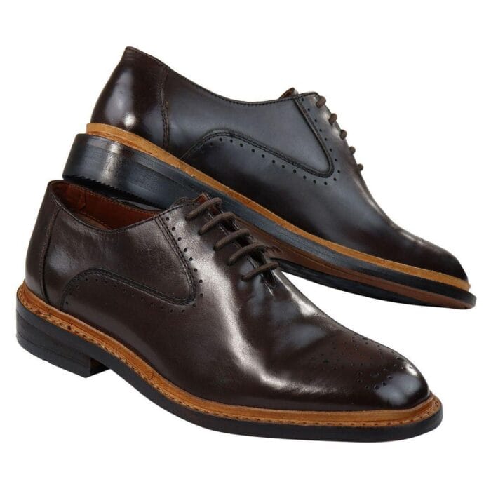 Mens Brogue Oxford Shoes Tan Brown Black Laced Leather Goodyear Welted - Knighthood Store