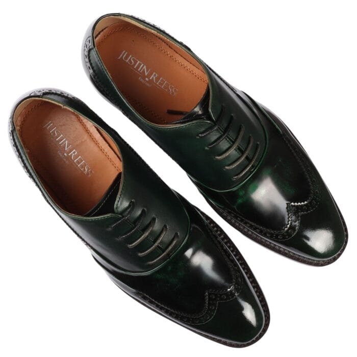 Men's Shoes Green Patent Leather Lace Up Brogue Formal Dress Shoe - Knighthood Store