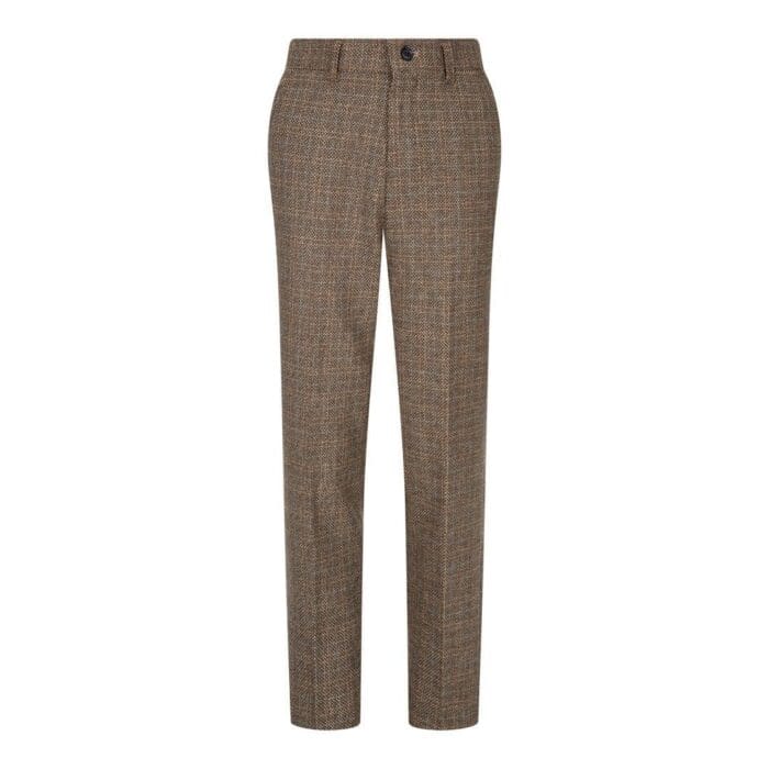 Boys 3 Piece Brown Suit Tweed Check Vintage Retro Tailored Fit 1920s - Knighthood Store