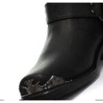 Mens Real Leather Lo Biker Boots Rock Punk Grinders Eagle Buckle Metal Toe - Knighthood Store