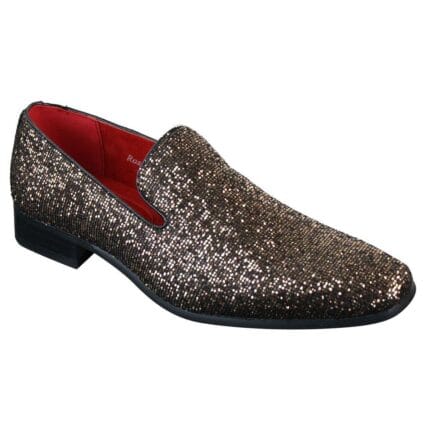Mens Shiny Silver Gold Black Slip On Glitter Shoes Party Smart Patent Leather - Knighthood Store