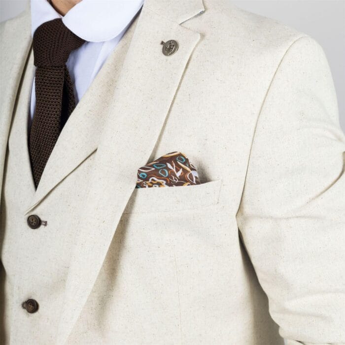 TruClothing TP-21 - Men's Beige 3 Piece Linen Summer Suit - Knighthood Store