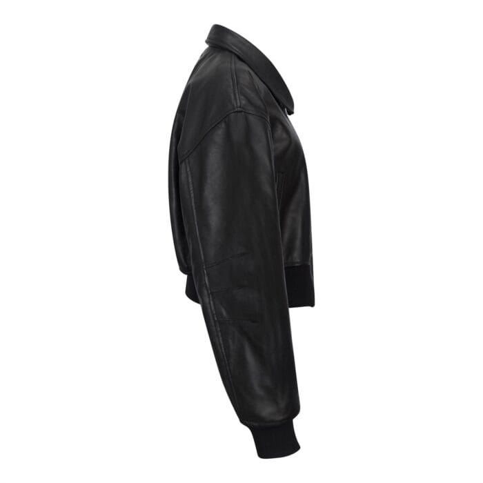 Women's Leather Jacket Cropped Bomber Zipper Short Coat - Knighthood Store