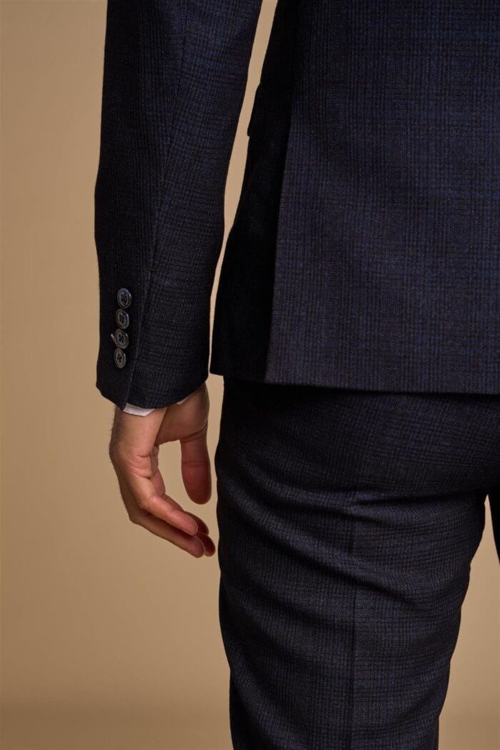 Men's Suit 2 Piece Navy Blue Double Breasted Tailored Fit - Knighthood Store