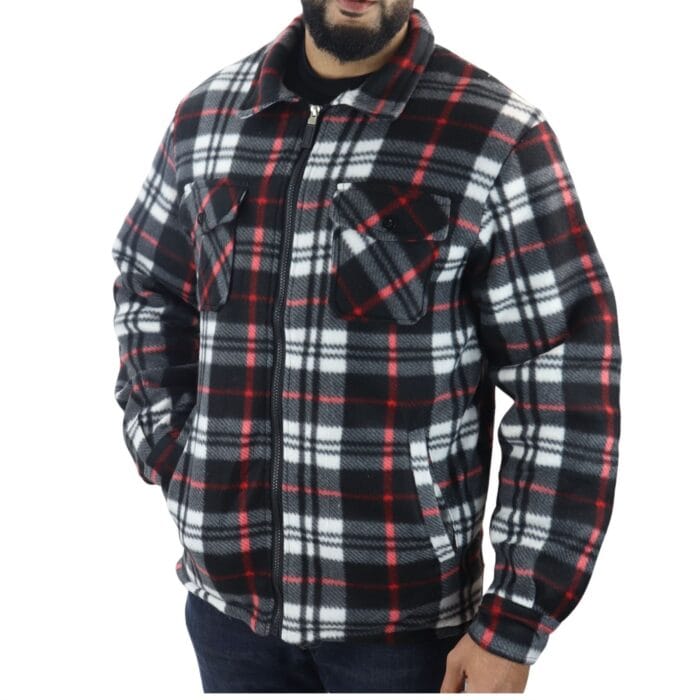Men's Jumper Thermal Fleece Fur Lined Lumberjack Zipped Check Winter Shirt - Knighthood Store