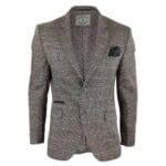 Mens Tweed Herringbone Check Grey Navy Brown Vintage Fit Blinders Blazer - Knighthood Store