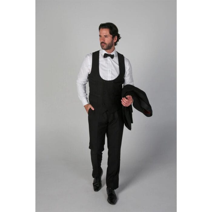 Men's Black Tuxedo Suit 3 Piece Shawl Lapel Formal Wedding Dress - Knighthood Store
