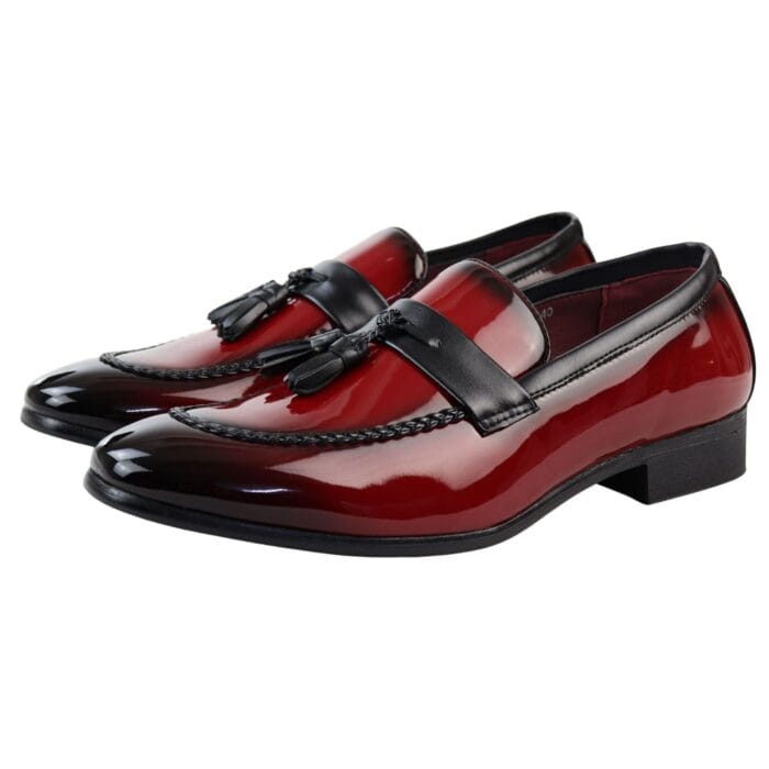 Men's Moccasin Loafers Patent Leather Lined Slip On Tassel Formal Dress Shoes - Knighthood Store