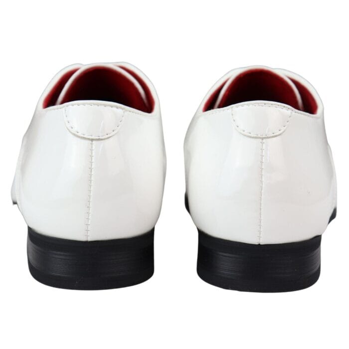 Mens Shoes Smart Formal Perforated Pointed Laced Black Red White Patent Leather PU - Knighthood Store