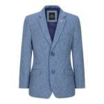 Boys 3 Piece Wool Suit Light Blue Tweed Vintage 1920s Classic 4 Pocket Waistcoat - Knighthood Store