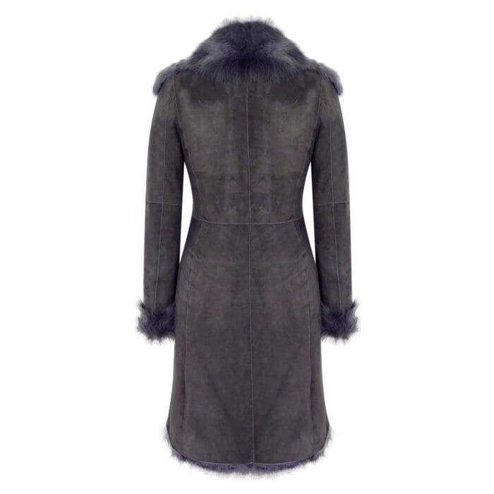 Grey 3/4 Length Ladies Suede Real Luxury Toscana Sheepskin Coat Tailored Fit - Knighthood Store